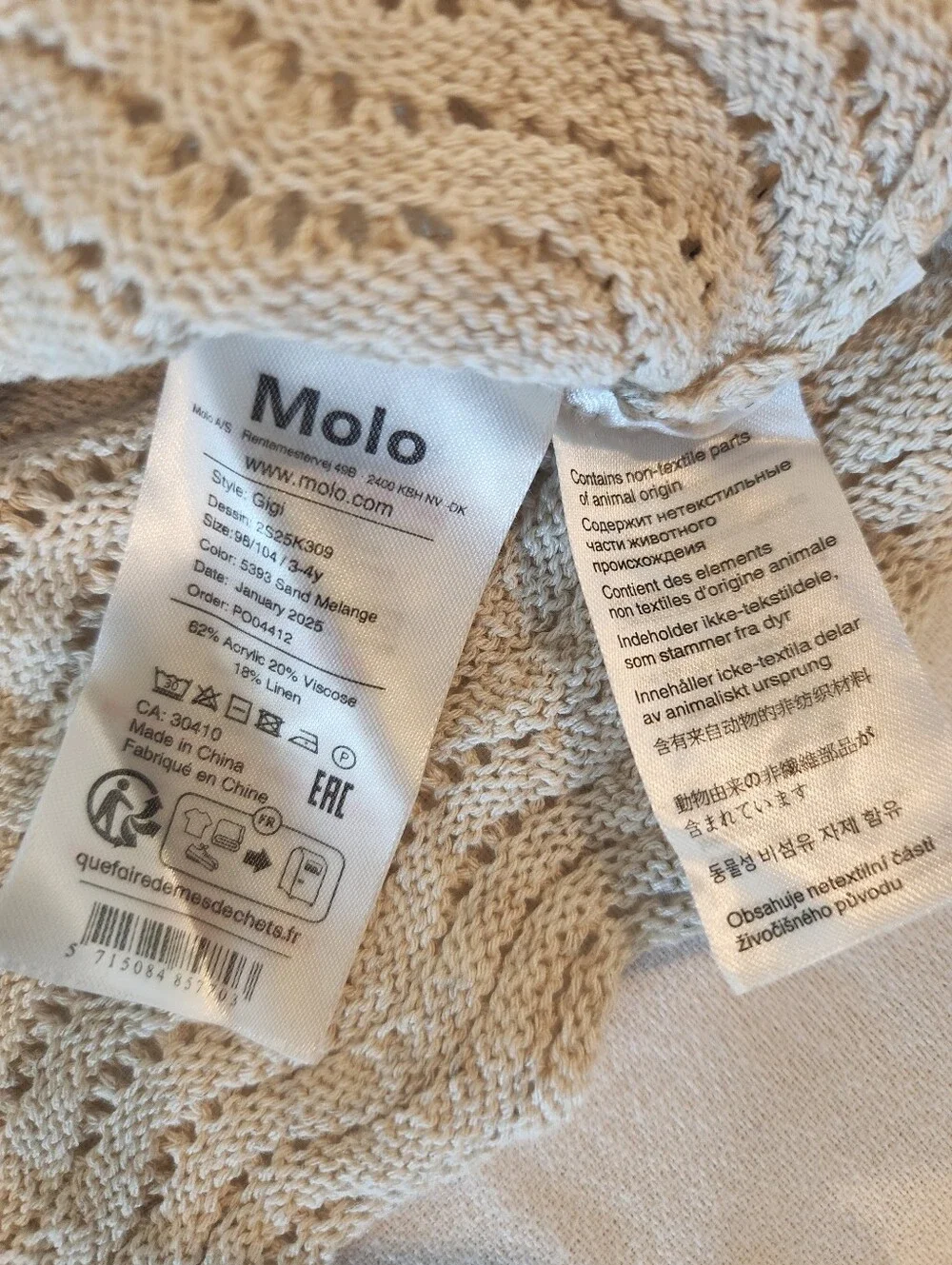 Molo Girl's 4 5 Knit Cardigan Twin Set Rasa & Gigi Tank & Sweater - Sand Melange